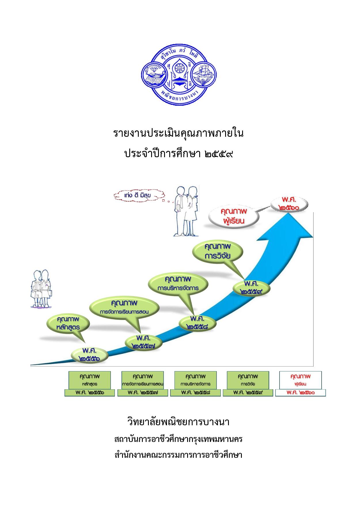 รายงานประเมินคุณภาพภายใน ประจำปีการศึกษา ๒๕๕๙